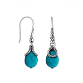 AE-6262-TQ Sterling Silver Pear Shape Earring With Turquoise Jewelry Bali Designs Inc